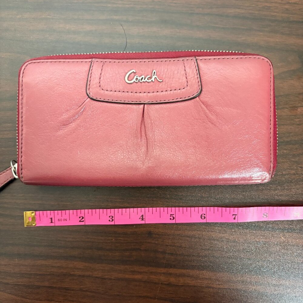 Coach Ashley Pleated Convertible Leather Satchel Mauve with Wallet - Picture 16 of 16